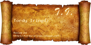 Tordy Iringó névjegykártya